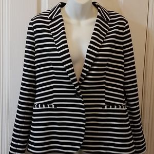 Chico's Black and White Striped Blazer Sz 1
